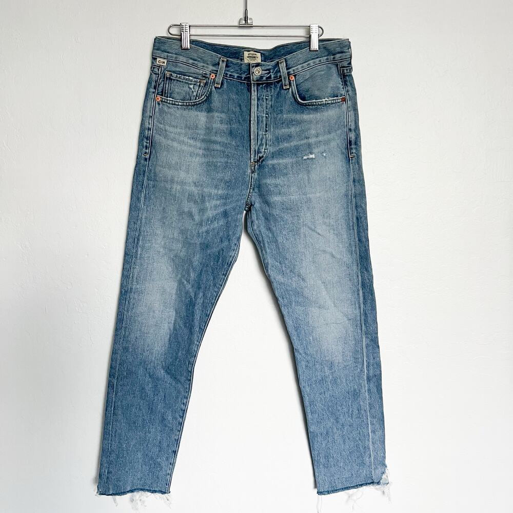 Citizens of Humanity Denim Jeans Sz 28 Liya Crop Button Fly Distressed